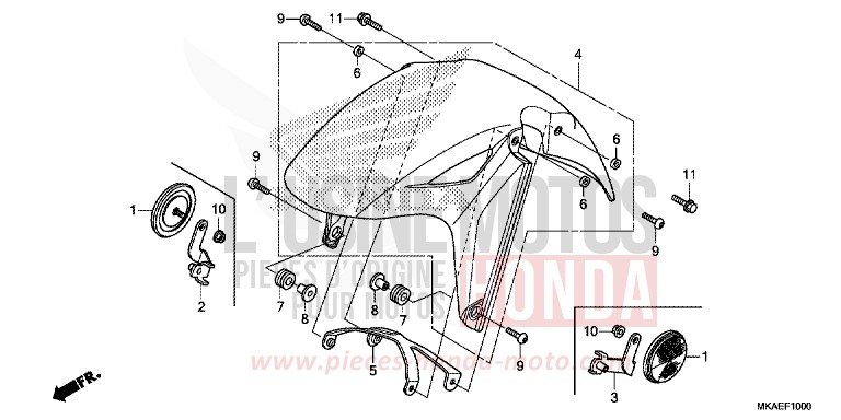 KOTFLUEGEL, VORNE von Integra 750 MAT BULLET SILVER (NH389) von 2016